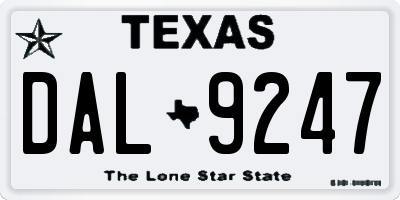 TX license plate DAL9247