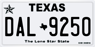 TX license plate DAL9250