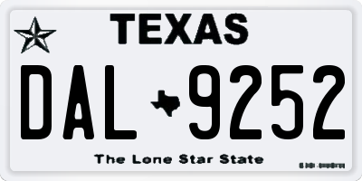 TX license plate DAL9252