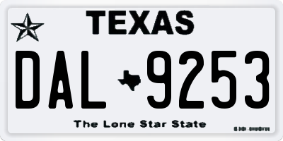 TX license plate DAL9253
