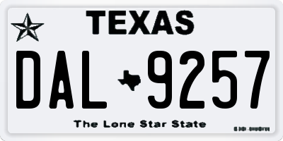 TX license plate DAL9257