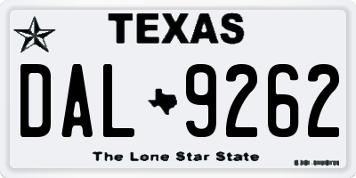 TX license plate DAL9262