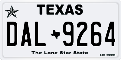 TX license plate DAL9264