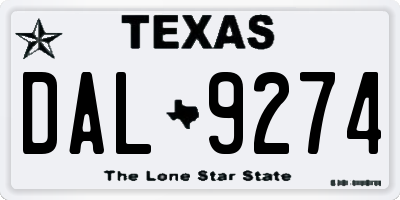 TX license plate DAL9274
