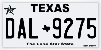 TX license plate DAL9275