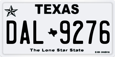 TX license plate DAL9276