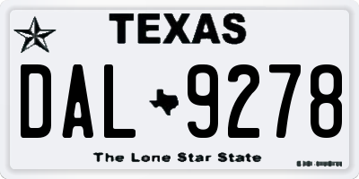 TX license plate DAL9278