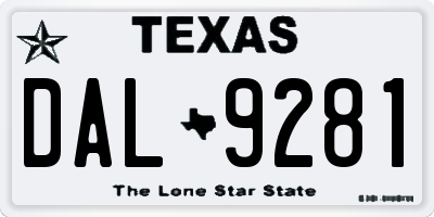 TX license plate DAL9281