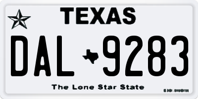 TX license plate DAL9283