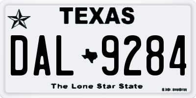 TX license plate DAL9284