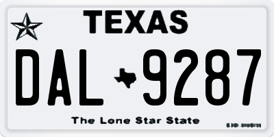 TX license plate DAL9287