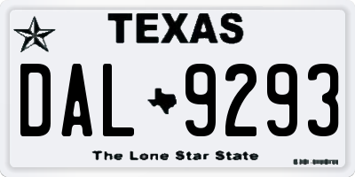 TX license plate DAL9293