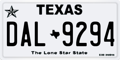 TX license plate DAL9294