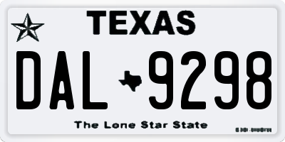 TX license plate DAL9298