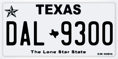 TX license plate DAL9300