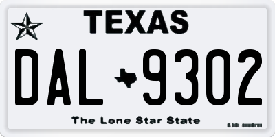 TX license plate DAL9302