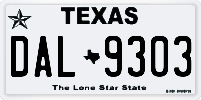 TX license plate DAL9303