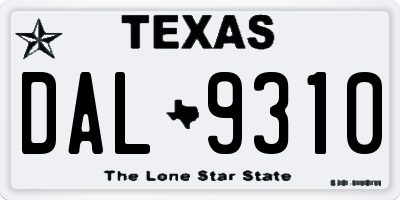 TX license plate DAL9310