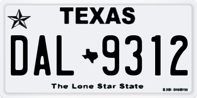 TX license plate DAL9312