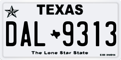 TX license plate DAL9313