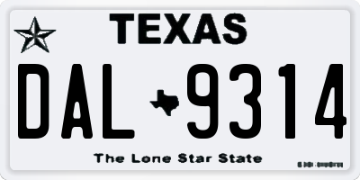 TX license plate DAL9314