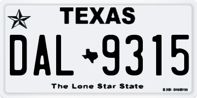 TX license plate DAL9315
