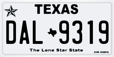 TX license plate DAL9319