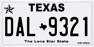 TX license plate DAL9321