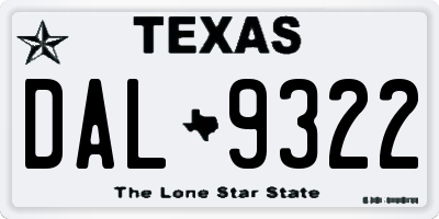 TX license plate DAL9322