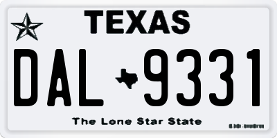 TX license plate DAL9331