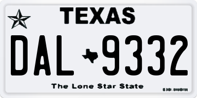 TX license plate DAL9332