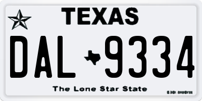 TX license plate DAL9334