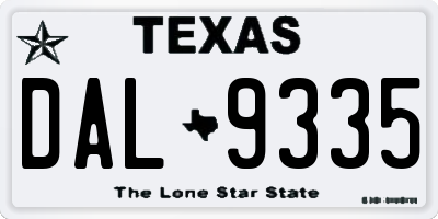 TX license plate DAL9335