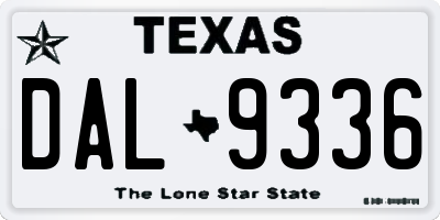 TX license plate DAL9336