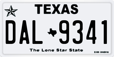 TX license plate DAL9341