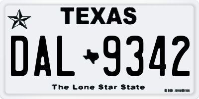 TX license plate DAL9342