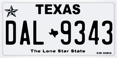 TX license plate DAL9343