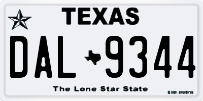 TX license plate DAL9344