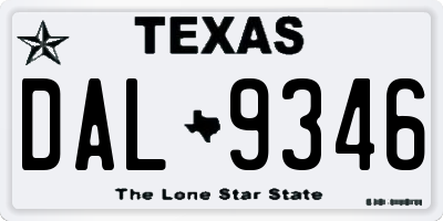 TX license plate DAL9346
