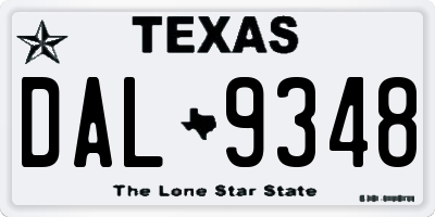 TX license plate DAL9348