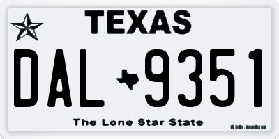 TX license plate DAL9351