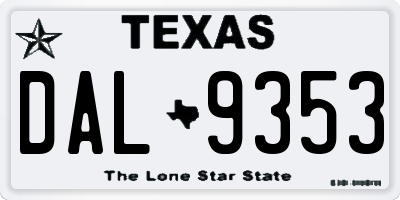 TX license plate DAL9353