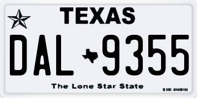 TX license plate DAL9355
