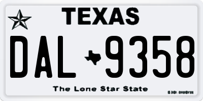 TX license plate DAL9358