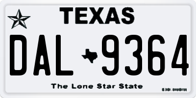 TX license plate DAL9364
