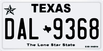 TX license plate DAL9368