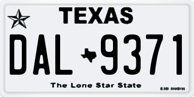 TX license plate DAL9371