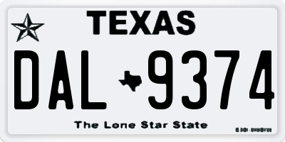 TX license plate DAL9374