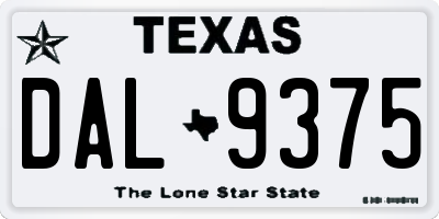 TX license plate DAL9375