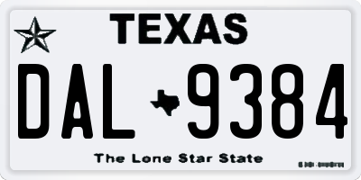 TX license plate DAL9384